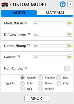 Model Import Menu