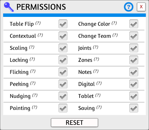 Permissions Menu