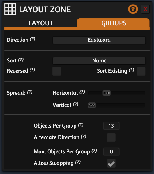 Layout Zone Group Settings